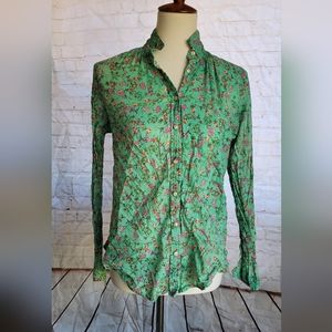 Anthropologie Mint Floral Button Down Shirt